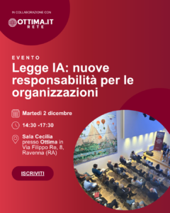 Locandina evento Legge IA e responsabilità delle organizzazioni – Ravenna