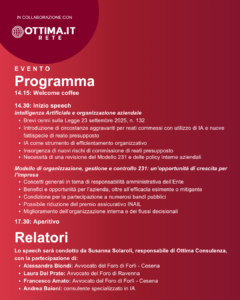 Locandina evento Legge IA e responsabilità delle organizzazioni – Ravenna
